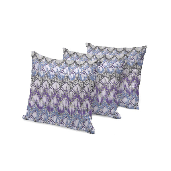 HomeRoots Set of Three 16" Gray & Purple Geometric Throw Pillows - Indoor/Outdoor Comfort & Style 536382