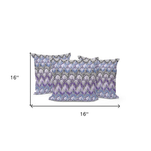 HomeRoots Set of Three 16" Gray & Purple Geometric Throw Pillows - Indoor/Outdoor Comfort & Style 536382