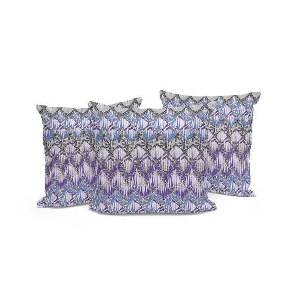 HomeRoots Set of Three 16" Gray & Purple Geometric Throw Pillows - Indoor/Outdoor Comfort & Style 536382