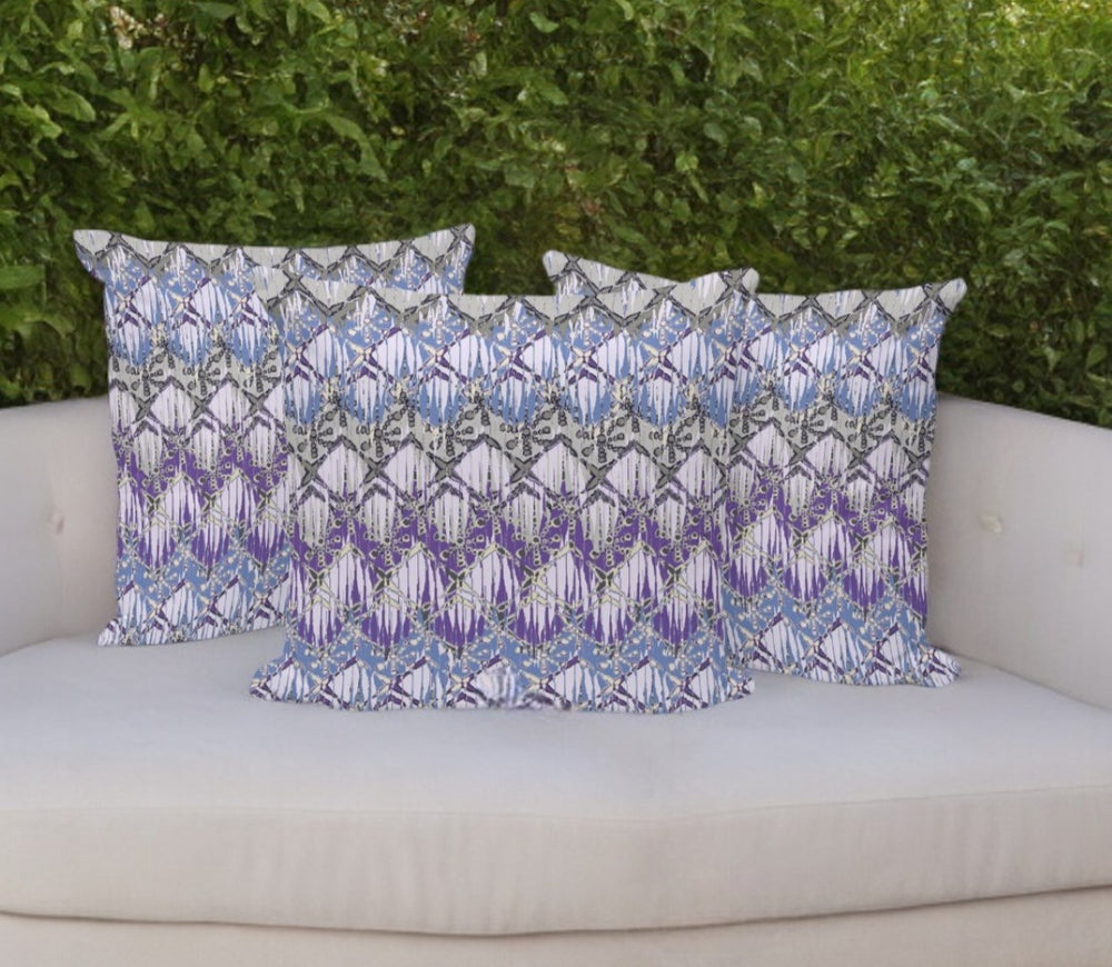 HomeRoots Set of Three 16" Gray & Purple Geometric Throw Pillows - Indoor/Outdoor Comfort & Style 536382