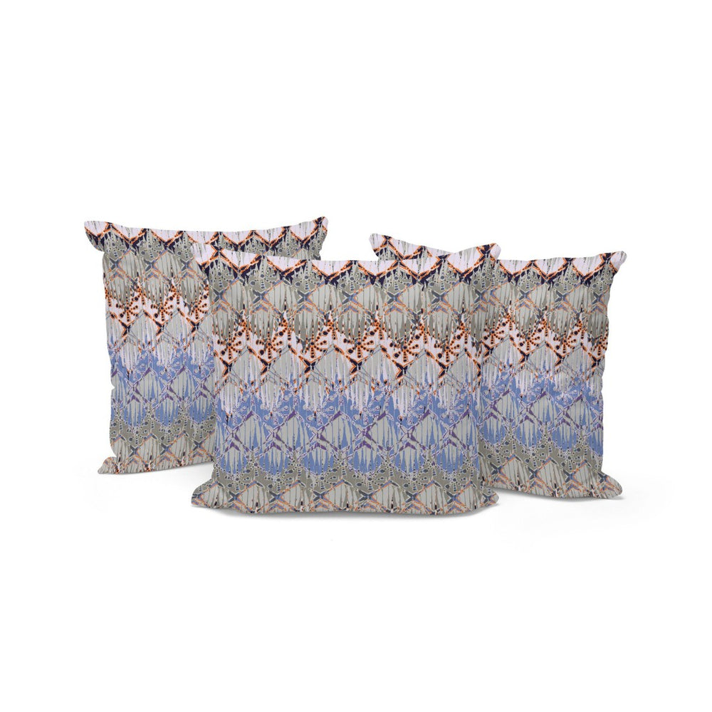 HomeRoots Set of Three 16" Gray and Orange Geometric Throw Pillows for Stylish Indoor and Outdoor Comfort 536383