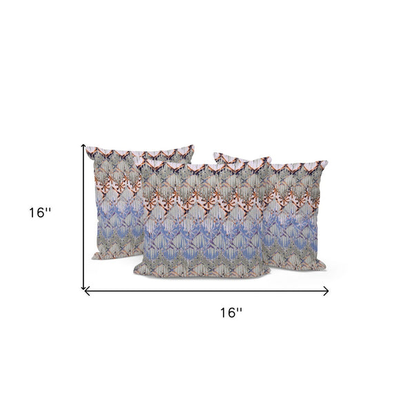 HomeRoots Set of Three 16" Gray and Orange Geometric Throw Pillows for Stylish Indoor and Outdoor Comfort 536383