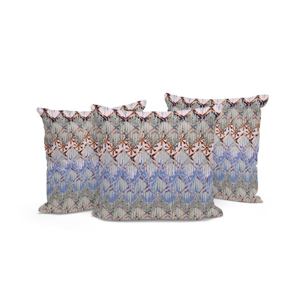 HomeRoots Set of Three 16" Gray and Orange Geometric Throw Pillows for Stylish Indoor and Outdoor Comfort 536383