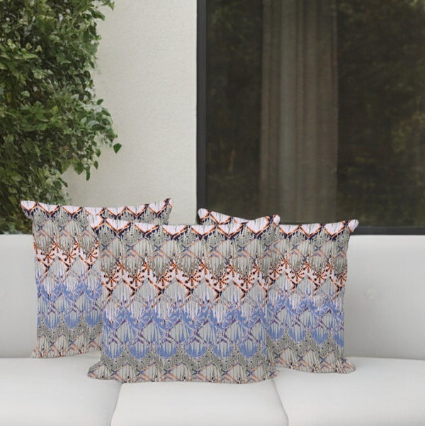 HomeRoots Set of Three 16" Gray and Orange Geometric Throw Pillows for Stylish Indoor and Outdoor Comfort 536383