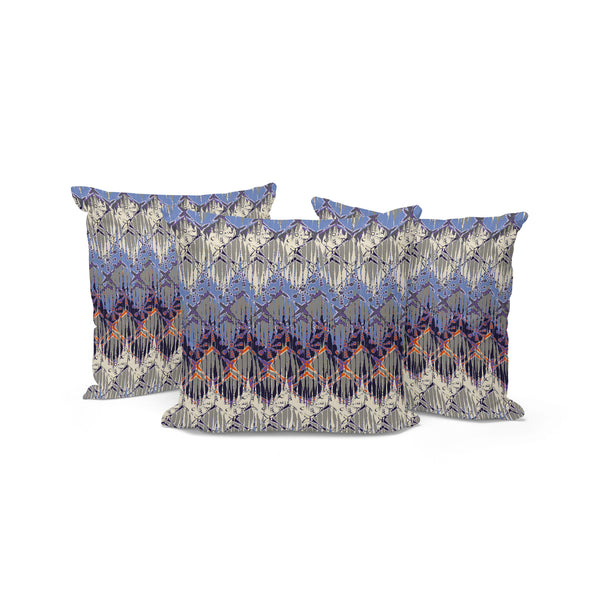 Homeroots Set Of Three 16" Gray And Purple Geometric Indoor Outdoor Throw Pillow Cover And Insert  Polyester 536384