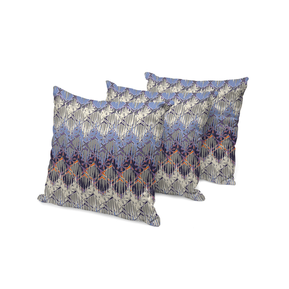 Homeroots Set Of Three 16" Gray And Purple Geometric Indoor Outdoor Throw Pillow Cover And Insert  Polyester 536384