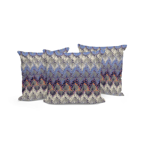 Homeroots Set Of Three 16" Gray And Purple Geometric Indoor Outdoor Throw Pillow Cover And Insert  Polyester 536384