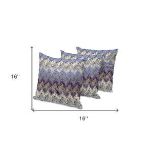 Homeroots Set Of Three 16" Gray And Purple Geometric Indoor Outdoor Throw Pillow Cover And Insert  Polyester 536384