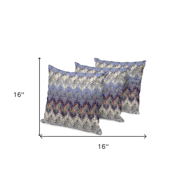 Homeroots Set Of Three 16" Gray And Purple Geometric Indoor Outdoor Throw Pillow Cover And Insert  Polyester 536384