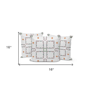 HomeRoots Set of Three 16" Green and White Botanical Throw Pillows – Indoor/Outdoor Comfort & Style! 536392