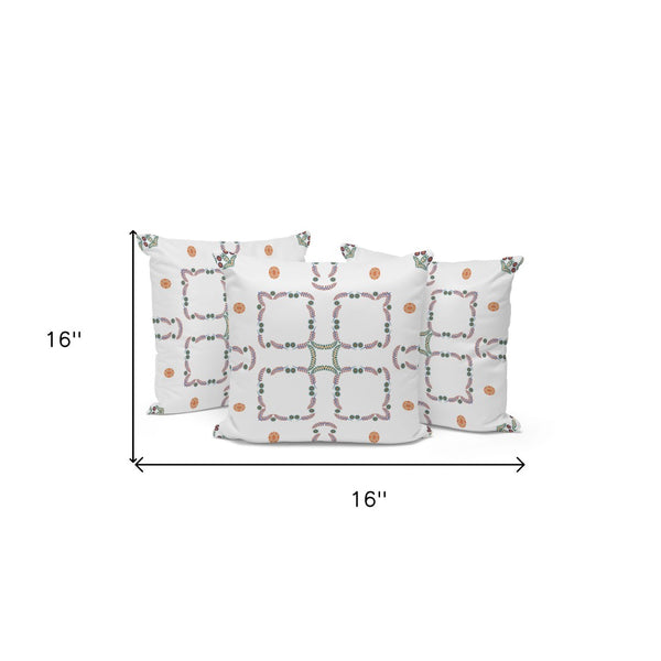 HomeRoots Set of Three 16" Green and White Botanical Throw Pillows – Indoor/Outdoor Comfort & Style! 536392