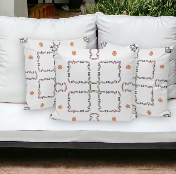 HomeRoots Set of Three 16" Green and White Botanical Throw Pillows – Indoor/Outdoor Comfort & Style! 536392
