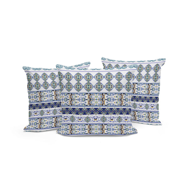 Homeroots Set Of Three 16" Blue And White Striped Indoor Outdoor Throw Pillow Cover And Insert  Polyester 536393