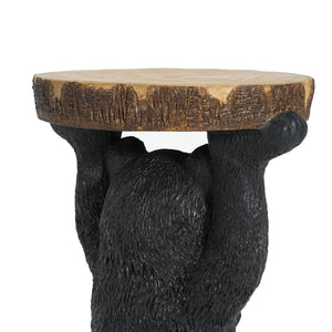 English Elm Christopher Knight Home® - Black Bear MGO Side Table Pedestal — Hand-Painted Resin Bear Stool with Faux Wood Top, Indoor/Outdoor Decor N765P353629K
