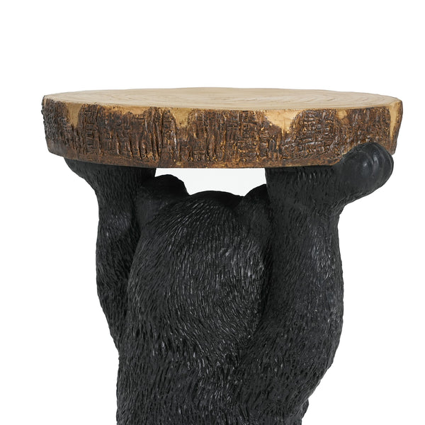 English Elm Christopher Knight Home® - Black Bear MGO Side Table Pedestal — Hand-Painted Resin Bear Stool with Faux Wood Top, Indoor/Outdoor Decor N765P353629K