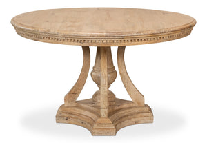 Sarreid Chantal Pedestal Dining Table With Elegant Dentil Molding - Mango Wood In Rich Sienna Finish Natural  53640