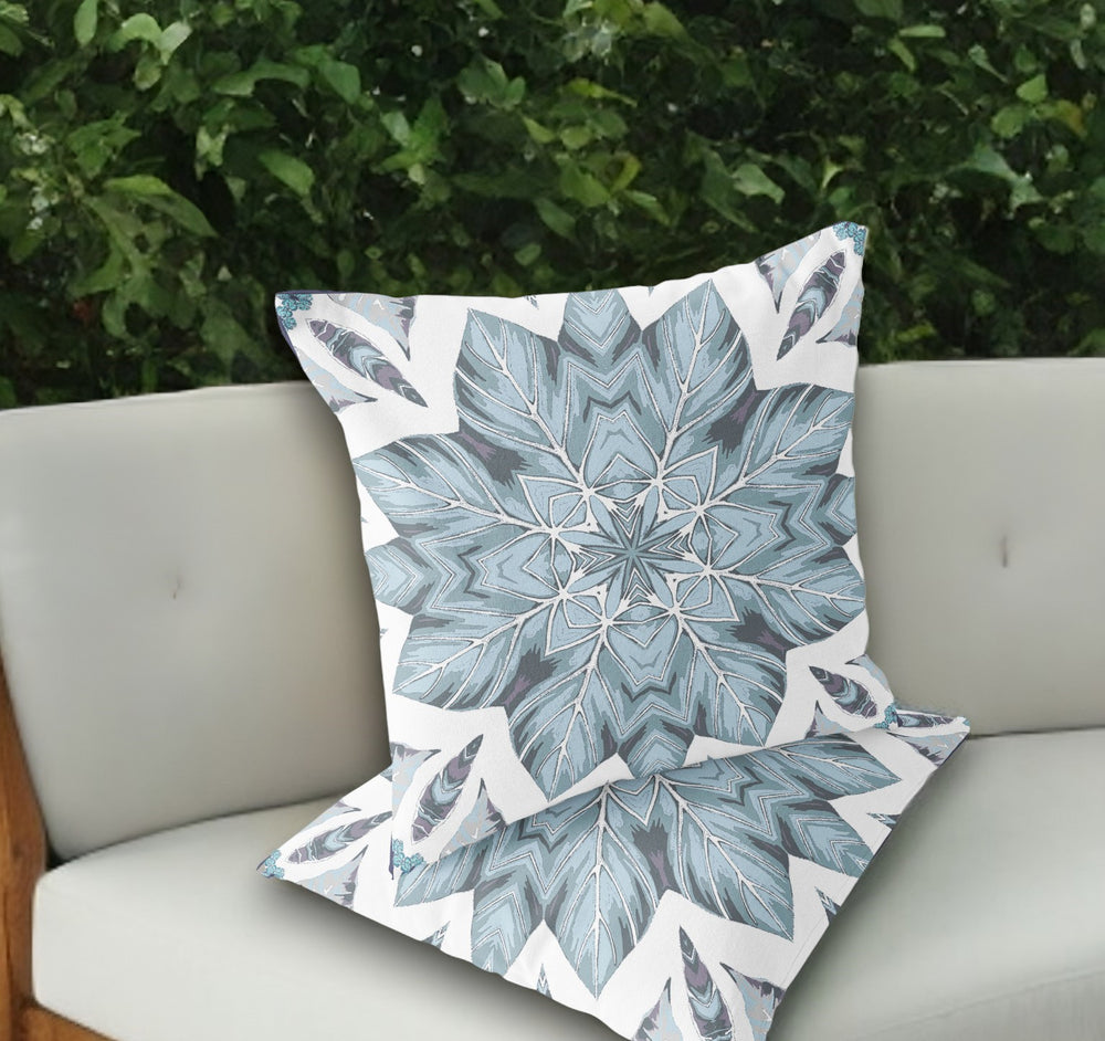 Homeroots Set Of Two 18" Blue Geometric Indoor Outdoor Throw Pillow Cover And Insert  Polyester 536403