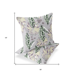 Homeroots Set Of Two 18" Purple Botanical Indoor Outdoor Throw Pillow Cover And Insert  Polyester 536406