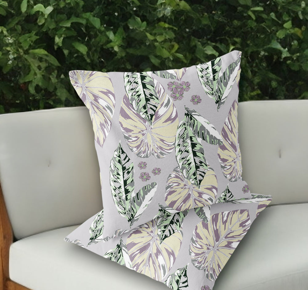 Homeroots Set Of Two 18" Purple Botanical Indoor Outdoor Throw Pillow Cover And Insert  Polyester 536406