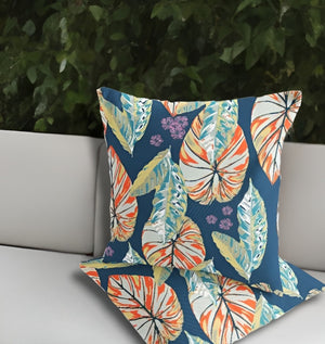 Homeroots Set Of Two 18" Orange Botanical Indoor Outdoor Throw Pillow Cover And Insert  Polyester 536407