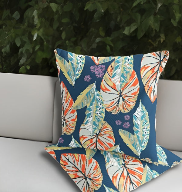 Homeroots Set Of Two 18" Orange Botanical Indoor Outdoor Throw Pillow Cover And Insert  Polyester 536407