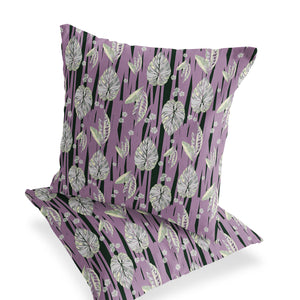 Homeroots Set Of Two 18" Pink Botanical Indoor Outdoor Throw Pillow Cover And Insert  Polyester 536408