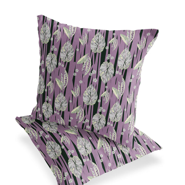 Homeroots Set Of Two 18" Pink Botanical Indoor Outdoor Throw Pillow Cover And Insert  Polyester 536408