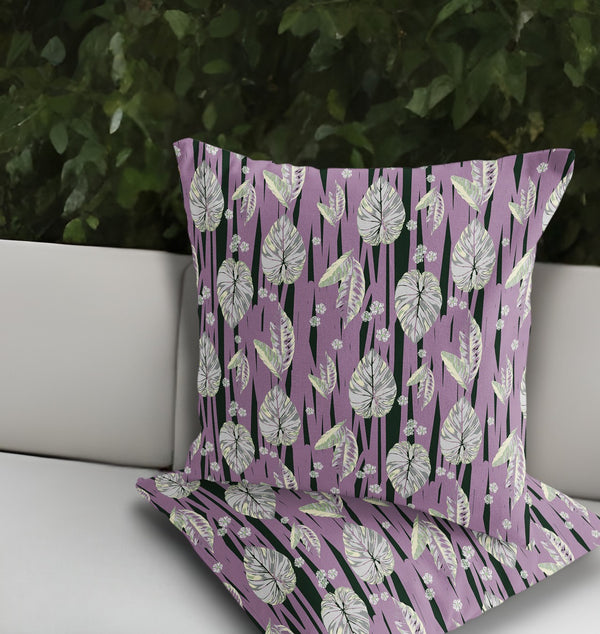 Homeroots Set Of Two 18" Pink Botanical Indoor Outdoor Throw Pillow Cover And Insert  Polyester 536408