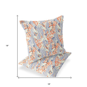 Homeroots Set Of Two 18" Orange Botanical Indoor Outdoor Throw Pillow Cover And Insert  Polyester 536409