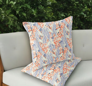 Homeroots Set Of Two 18" Orange Botanical Indoor Outdoor Throw Pillow Cover And Insert  Polyester 536409