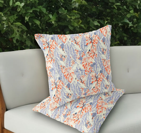 Homeroots Set Of Two 18" Orange Botanical Indoor Outdoor Throw Pillow Cover And Insert  Polyester 536409