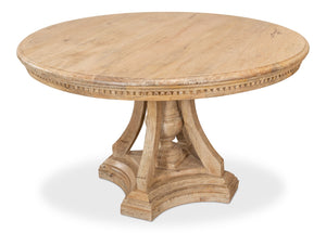 Sarreid Chantal Pedestal Dining Table With Elegant Dentil Molding - Mango Wood In Rich Sienna Finish Natural  53640