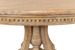 Sarreid Chantal Pedestal Dining Table With Elegant Dentil Molding - Mango Wood In Rich Sienna Finish Natural  53640