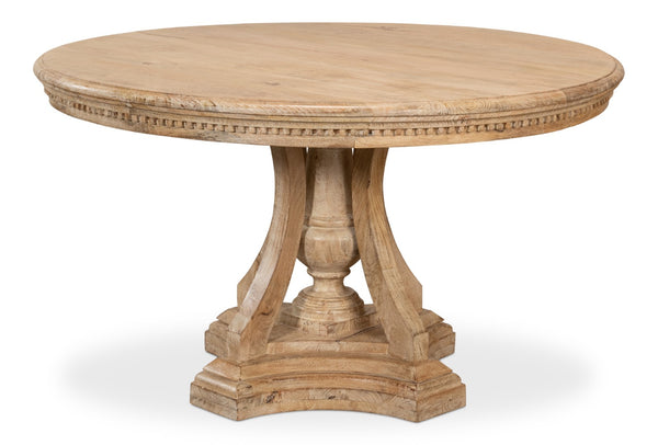 Sarreid Chantal Pedestal Dining Table With Elegant Dentil Molding - Mango Wood In Rich Sienna Finish Natural  53640