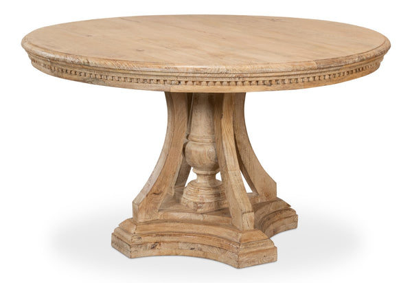 Sarreid Chantal Pedestal Dining Table With Elegant Dentil Molding - Mango Wood In Rich Sienna Finish Natural  53640