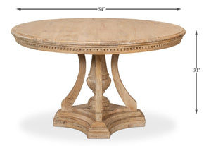 Sarreid Chantal Pedestal Dining Table With Elegant Dentil Molding - Mango Wood In Rich Sienna Finish Natural  53640
