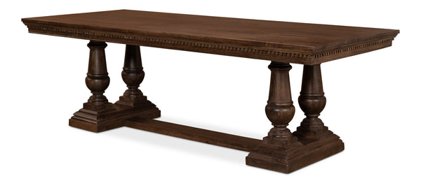 Sarreid Joshua Pedestal Dining Table - Elegant Mango Wood With Rich Walnut Finish For Modern Dining Spaces Brown  53641