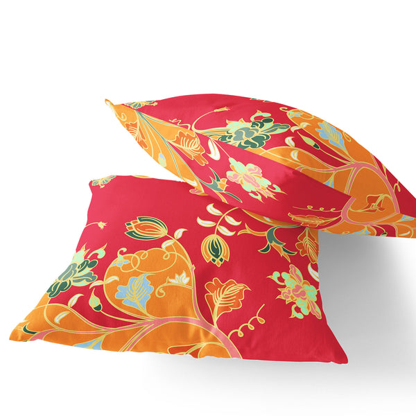 Homeroots Set Of Two 18" Yellow Botanical Indoor Outdoor Throw Pillow Cover And Insert  Polyester 536414