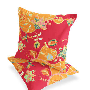 Homeroots Set Of Two 18" Yellow Botanical Indoor Outdoor Throw Pillow Cover And Insert  Polyester 536414