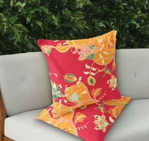 Homeroots Set Of Two 18" Yellow Botanical Indoor Outdoor Throw Pillow Cover And Insert  Polyester 536414