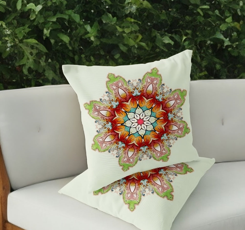 Homeroots Set Of Two 18" Orange Abstract Indoor Outdoor Throw Pillow Cover And Insert  Polyester 536416