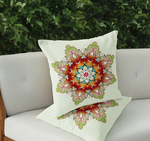 Homeroots Set Of Two 18" Orange Abstract Indoor Outdoor Throw Pillow Cover And Insert  Polyester 536416