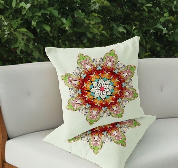 Homeroots Set Of Two 18" Orange Abstract Indoor Outdoor Throw Pillow Cover And Insert  Polyester 536416