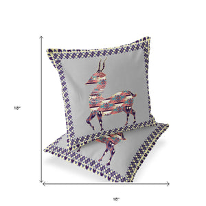 Homeroots Set Of Two 18" Purple Deer Indoor Outdoor Throw Pillow Cover And Insert  Polyester 536417