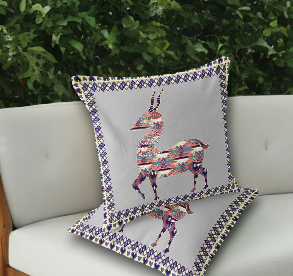 Homeroots Set Of Two 18" Purple Deer Indoor Outdoor Throw Pillow Cover And Insert  Polyester 536417