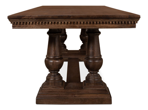 Sarreid Joshua Pedestal Dining Table - Elegant Mango Wood With Rich Walnut Finish For Modern Dining Spaces Brown  53641