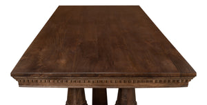 Sarreid Joshua Pedestal Dining Table - Elegant Mango Wood With Rich Walnut Finish For Modern Dining Spaces Brown  53641