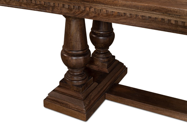 Sarreid Joshua Pedestal Dining Table - Elegant Mango Wood With Rich Walnut Finish For Modern Dining Spaces Brown  53641