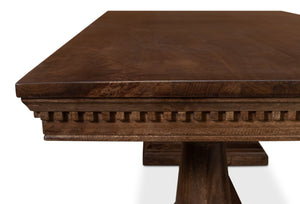 Sarreid Joshua Pedestal Dining Table - Elegant Mango Wood With Rich Walnut Finish For Modern Dining Spaces Brown  53641