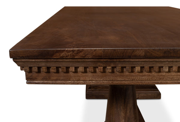Sarreid Joshua Pedestal Dining Table - Elegant Mango Wood With Rich Walnut Finish For Modern Dining Spaces Brown  53641